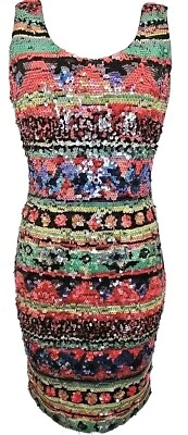 Daval Designs Sleeveless Bodycon Multicolor Sequin Cocktail Party Dress Sz S  - Image 1 of 4