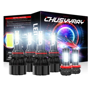 Combo 9005+9006+H11 LED Headlight Kit Fog light Bulbs High Low Beam 6000K White - Picture 1 of 15
