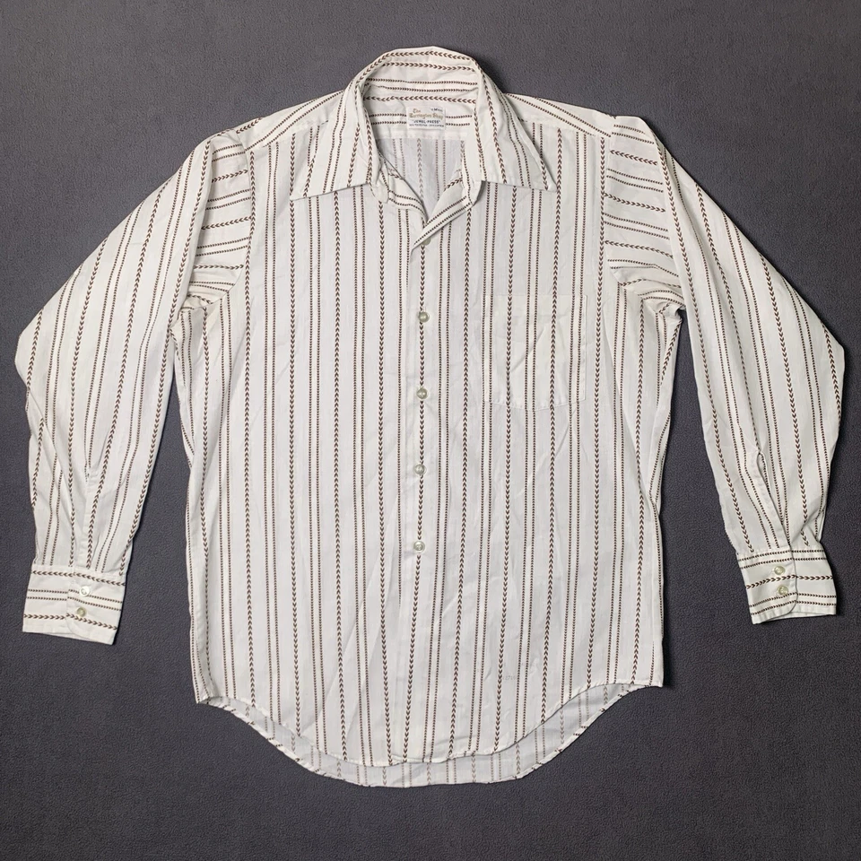 Camisa De Colección The Barrington Shop M 15.5 Off White Brown Jewel Press AOP AÑOS 70  Foto 1 de 4