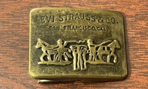 Vintage 1970s LEVI STRAUSS & CO Brass Buckle - Picture 1 of 4