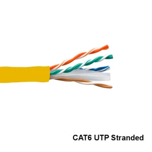 Kentek Yellow 1000ft UTP Cat6 Stranded Bulk Cable 24AWG PVC Pure Copper Network - Picture 1 of 1