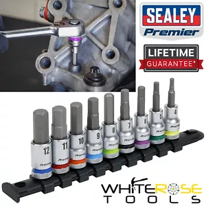 Sealey Hex Socket Bit Set 9pc 3/8"Sq Drive Platinum Premier Tool Colour Coded - Picture 1 of 4