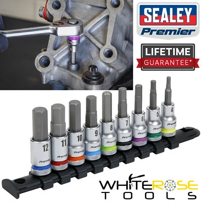 Sealey Hex Socket Bit Set 9pc 3/8"Sq Drive Platinum Premier Tool Colour Coded - Image 1 of 4