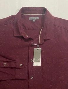 Men’s XL Ike Behar Shirt NWT MSRP $95 Button Down Long Sleeve Maroon Speckled - Picture 1 of 6