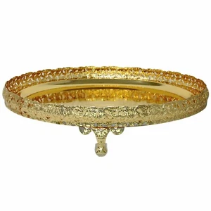 Decorative Mirror Tray Candle Gold Silver Plated Round Serving Pandan 36cm Large - Picture 1 of 17