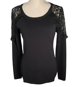 Suéter negro para mujer INC International Concepts talla M hombro encaje top nuevo con etiquetas - Imagen 1 de 7