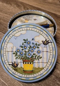 Thirstystone, Birds&FlowersNote Keeper Gift Set in Decorative RoundTin Can New - Picture 1 of 12