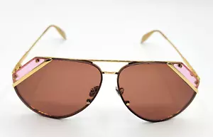 ALEXANDER MCQUEEN EDGE Gold/Pink Pilot 65mm SUNGLASSES AM0092S-002 - Picture 1 of 5