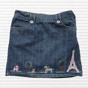 Retro Gymboree Girls Eiffel Tower French Poodle Jeans Skort Blue Denim Size 9 - Picture 1 of 13