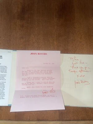 Joan Rivers.SIGNED BOOK& TYPED LETTER To Prominent National Columnist. Foto 1 de 4
