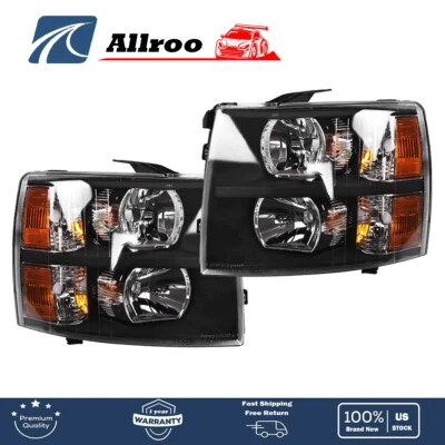 Faros delanteros negros L+R para Chevy Silverado 1500 2500/3500HD 2007-2014 Foto 1 de 4