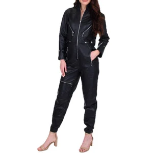 Juicy Couture Women's Leather Utility Zipper Trim Jumpsuit, Size S - Picture 1 of 3