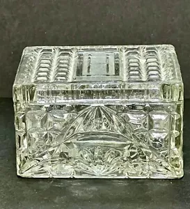 Vintage Multi-Use Crystal Box w/Lid Trinket/Vanity Box Candy Bowl 4.5"x3.75"x2.5 - Picture 1 of 15