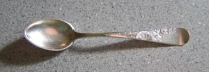 Vintage Sterling Sliver Demitasse Spoon 4" long w/ etched floral pattern - Picture 1 of 5