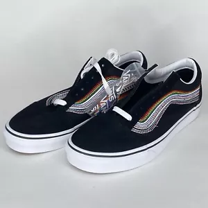 Vans Old Skool Pride Shoes Black Mens Size 10 w/ Rainbow Laces New - Picture 1 of 12