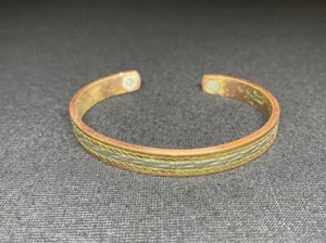 Vintage Kupfer Messing Silber geflochtene Intarsien Armreif Armband Boho Style - Bild 1 von 9
