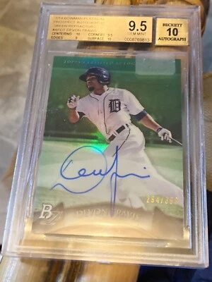 Devon Travis 2014 Bowman Platinum Green Refractor Auto 294/399 Detroit Tigers! - Image 1 of 3