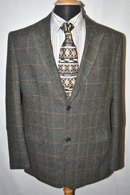 Perry Ellis Men's Window Pane Elbow Patch 2 Front Button Sports Coat 44R - Image 1 of 4