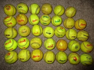 Lot Of 34 Used Mixed 12” Inch Batting Practice Softball a - Picture 1 of 1