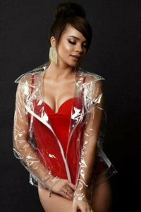 Chaqueta de motociclista de vinilo transparente. Chaqueta de motocicleta de vinilo para dama. - Imagen 1 de 5