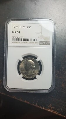 1776 1976 Washington Bicentennial Quarter 25C NGC MS68 Registry             2435 - Image 1 of 4