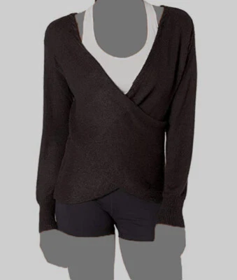 Suéter tejido envolvente reversible manga larga negro Beloved Soybu para mujer $69 talla S Foto 1 de 2