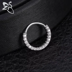 Nose Hoop 925 Sterling Silver Nose Ring Small Nose Hoop Plain Crystal NOSE RING - Picture 1 of 5