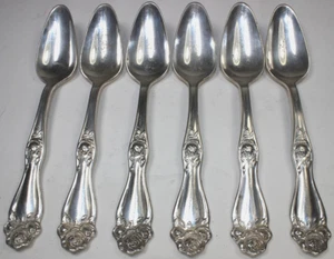 6 Antique "American Beauty Rose" Fruit Spoons Cambridge Silver Plate 5-7/8" - Picture 1 of 7
