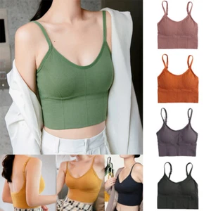 Womens Sports Bra Bralette Underwear Crop Top Camisole Cami Vest Tank Bralet US - Picture 1 of 29