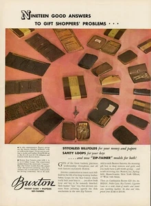 1938 Buxton Estuches Billfolds Llaveros Diecinueve Respuestas Años 30 Anuncio Impreso De Colección - Imagen 1 de 8