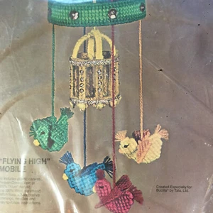 NOS VTG Bucilla Plastic Canvas Kit Flying High Mobile Birds Cage Sequins - Picture 1 of 3