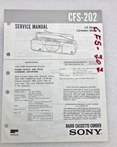 Original OEM Sony CFS-202 Service Manual Repair Radio Cassette Corder 1989 - Picture 1 of 3