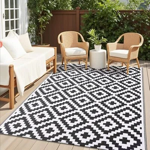 Waterproof 5x8 ft Outdoor Rug, Plastic Straw Mat for Camping, RV, Porch, Deck - Picture 1 of 7