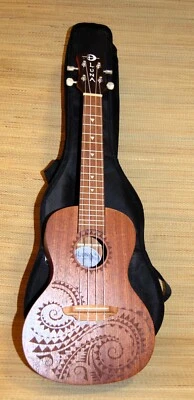 LUNA UKES Ukulele Tattoo Concert Design w/ Case - Image 1 of 4
