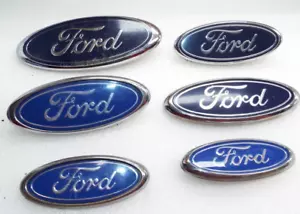 QTY6 FORD OEM BLUE CHROME OVAL PLASTIC EMBLEM BADGE LOGO DAMAGED ART DECO LOT#2 - Foto 1 di 24
