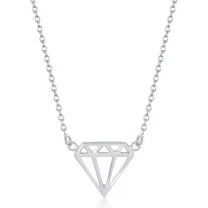 Sterling Silver Diamond Shaped Necklace - Picture 1 of 1