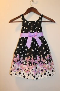 Jessica Ann Sleeveless Black and White Polka Dot Butterflies Girls Dress Size 5 - Picture 1 of 11