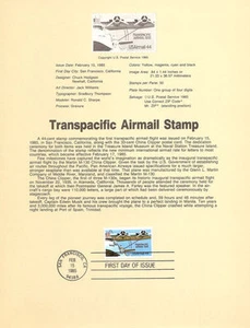 #8509 44c Transpacific Flight Stamp - Scott #C115 USPS Souvenir Page - Picture 1 of 1