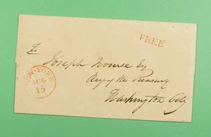 DR WHO STAMPLESS F/L FREE FRANK NY RED CANCEL TO WASHINGTON CITY R05682 - Picture 1 of 3