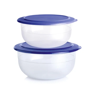 Tupperware Tafelperle ® Set 2,1 l + 3,5 l Duo Salatschüssel blau Tupper NEU - Bild 1 von 4