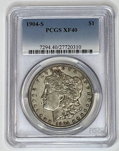 1904-S Morgan Silber Dollar 1 $ PCGS XF40 schönes Original besseres Datum ~ kostenloser Versand - Bild 1 von 2