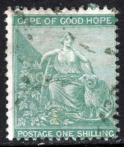 CAPE OF GOOD HOPE 1864 Outer Frame Line 1s. Green Wmk Crown CC SG 26a VFU - Bild 1 von 2