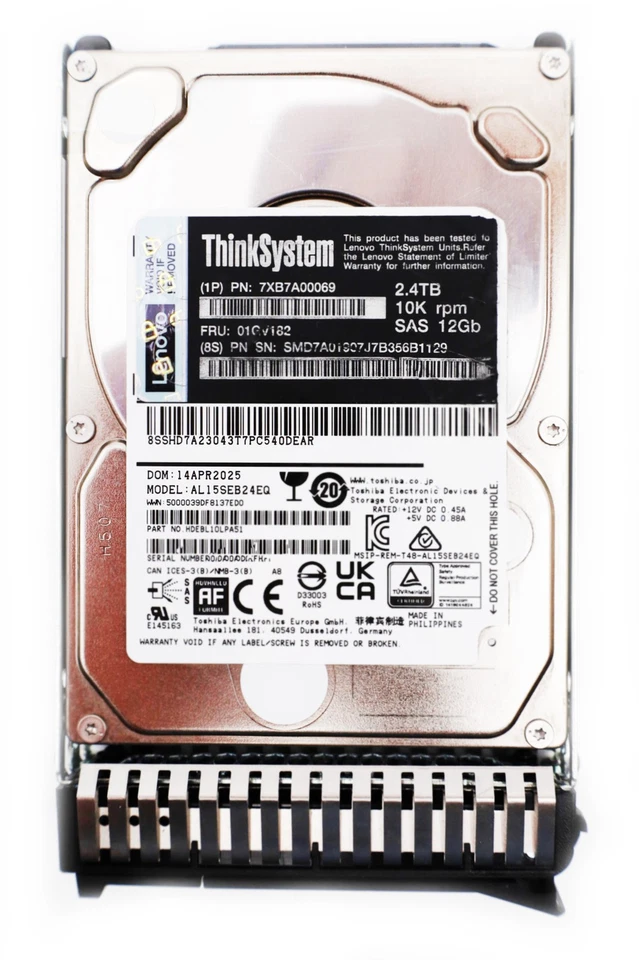Lenovo ThinkSystem 2.5" 2.4TB 10K SAS 12Gb Hot Swap 512e HDD 7XB7A00069 - Bild 1 von 1