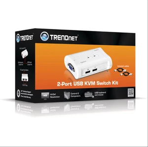 TRENDnet TK-207K 2-Port USB KVM Switch Kit White ~ New unopened Box ~ - Picture 1 of 1