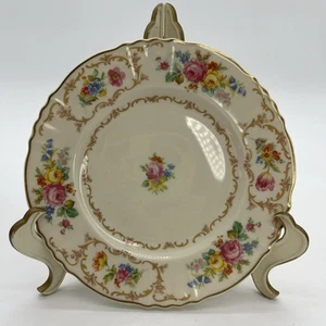 Syrakus China Riviera Federal Form 7 1/4" Dessertteller Vintage Floral Gold - Bild 1 von 6
