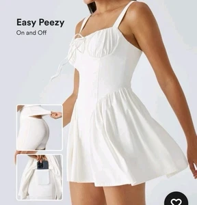 Halara SoftlyZero luftiges Kleid XL vorne zum Binden 2-in-1 Tasche Active Eazy Peezy Neu mit Etikett - Bild 1 von 9