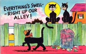 Alley Cats Moon Everything's Swell Humor Postcard B55 - Picture 1 of 2