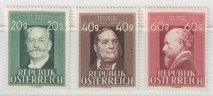 AUSTRIA 1948 Anniversari, effigi diverse 3v MNH** - Picture 1 of 1