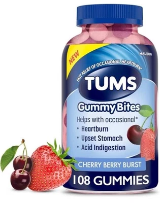 Suplemento dietético TUMS Gummy Bites para alivio ocasional de la acidez estomacal 108 gomitas Foto 1 de 4