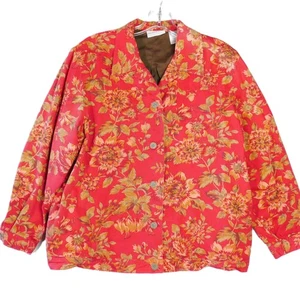 Alfred Dunner Damengröße 12 gefütterte Jacke Blumenmuster Kragen Knopfleiste Perlen - Bild 1 von 14